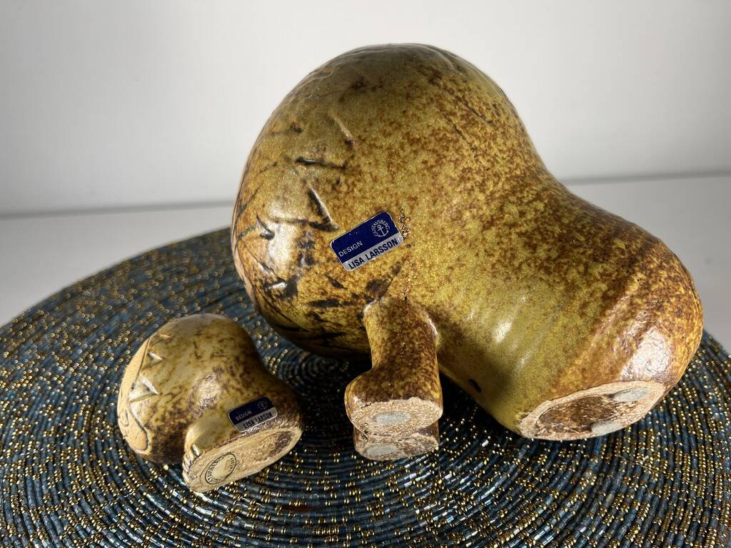 Lion Lisa Larson ceramic Gustavberg Sweden 1964 (a pair)