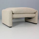 Vico Magistretti "Maralunga" footstool re-upholstered For Cassina