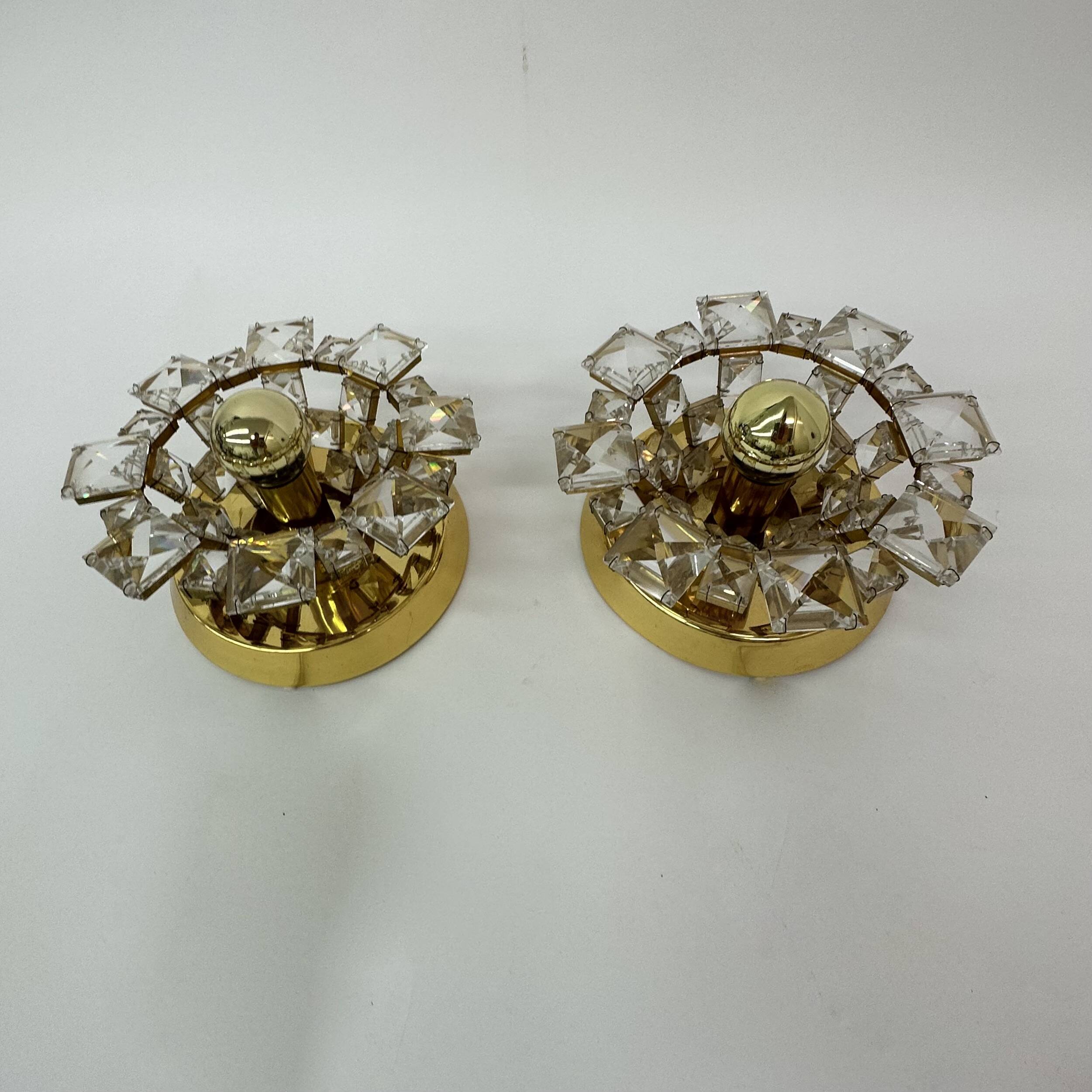 Set of 2 Palwa crystal wall lamps , 1970’s Germany