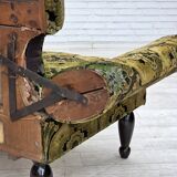 1930s, Danish 2-seater drop arm daybed/sofa, green furniture velour.