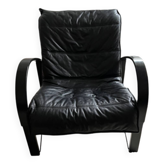 Fauteuil vintage en cuir par Tord Bjorklund pour Polhem Ikéa, 1981