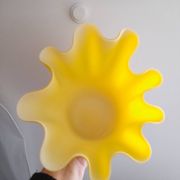 Handkerchief vase in satin yellow opaline