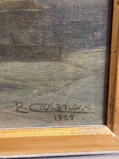 Toile de 1925, moines dans une église