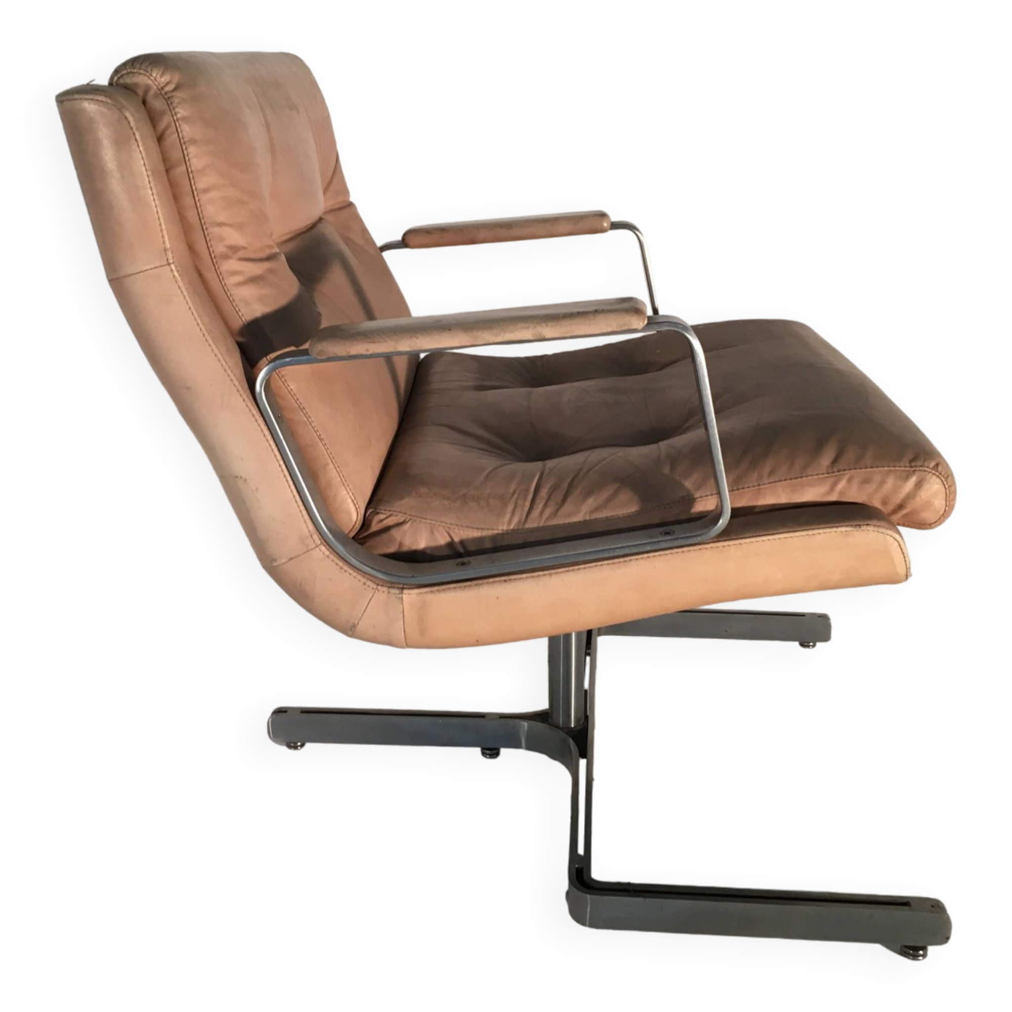 Paire de fauteuils Raphael Raffell cuir sable