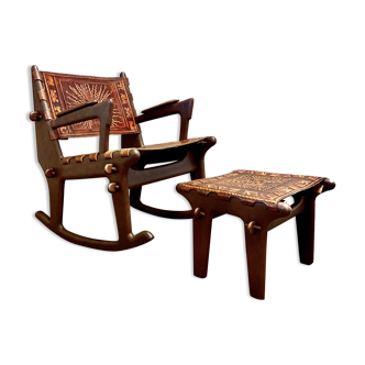 Fauteuil à bascule et ottoman Angel Pazmino 1960