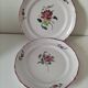 Pair of hand-painted antique plates – antique rose motif