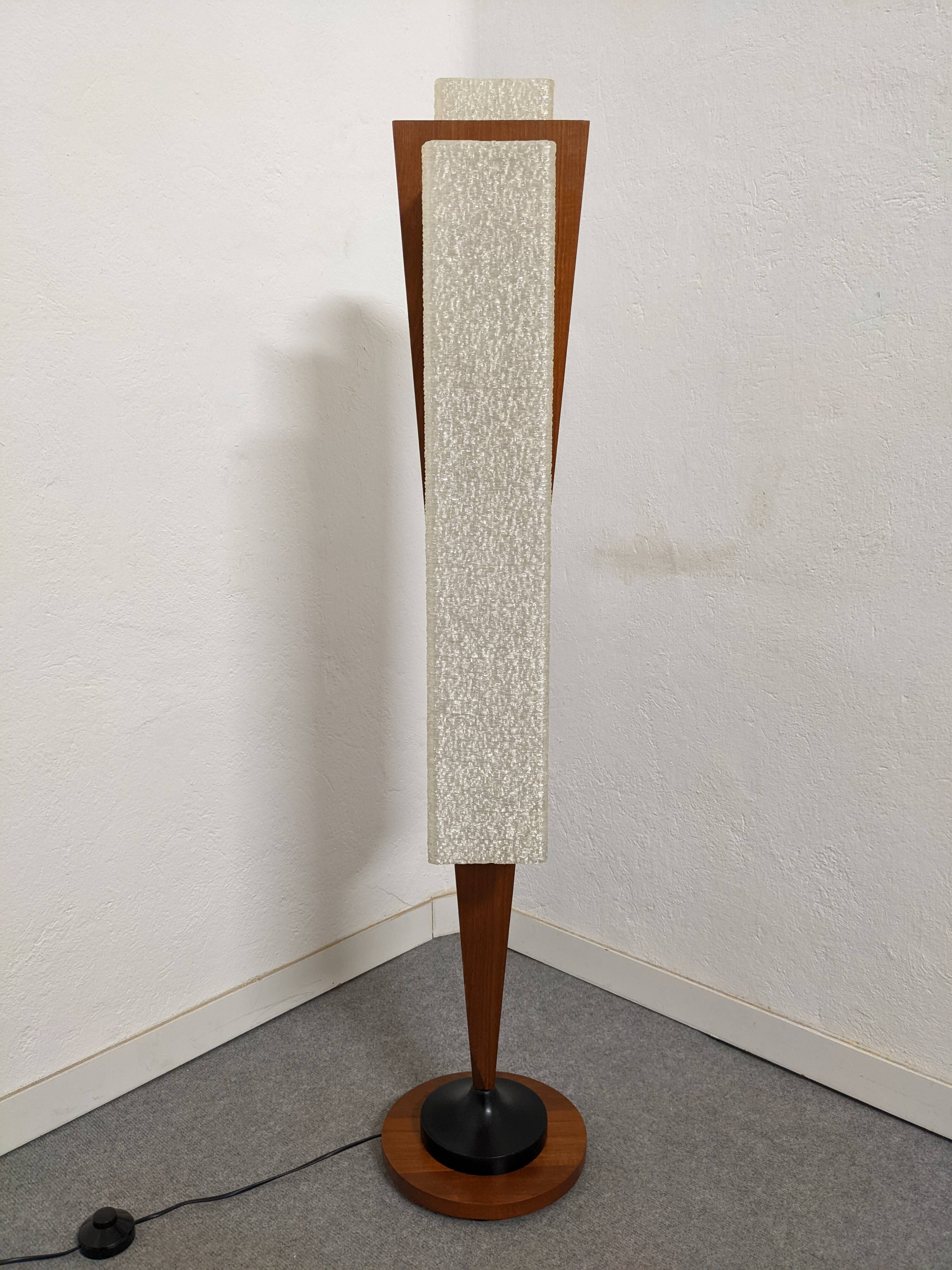 Danish floor lamp in teak and pearly resin from the 50s/60s