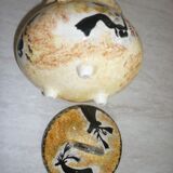 Tripod bonbonnière with "lascaux" decorations 1950-1960