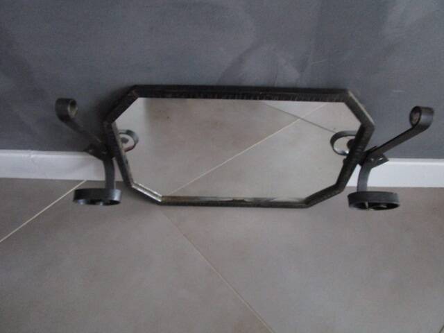 Art Deco wrought iron coat rack mirror
