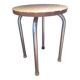 Tabouret 4 pieds tubulaire  assise bois strié, vintage