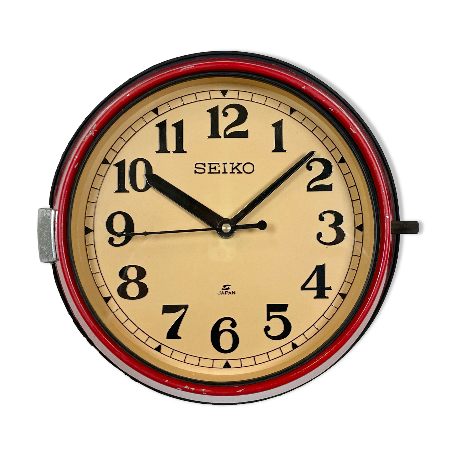 Vintage red seiko navy wall clock, 1970s