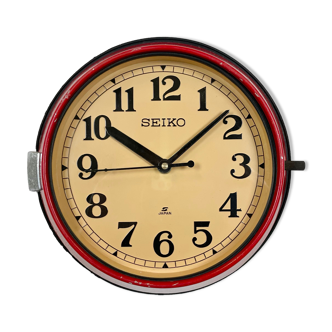 Vintage red seiko navy wall clock, 1970s