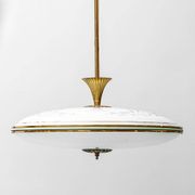Lampe à suspension circulaire en verre ottone anni '50 vintage