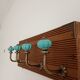 Retro vintage wall coat rack - 4 azure blue ceramic hooks