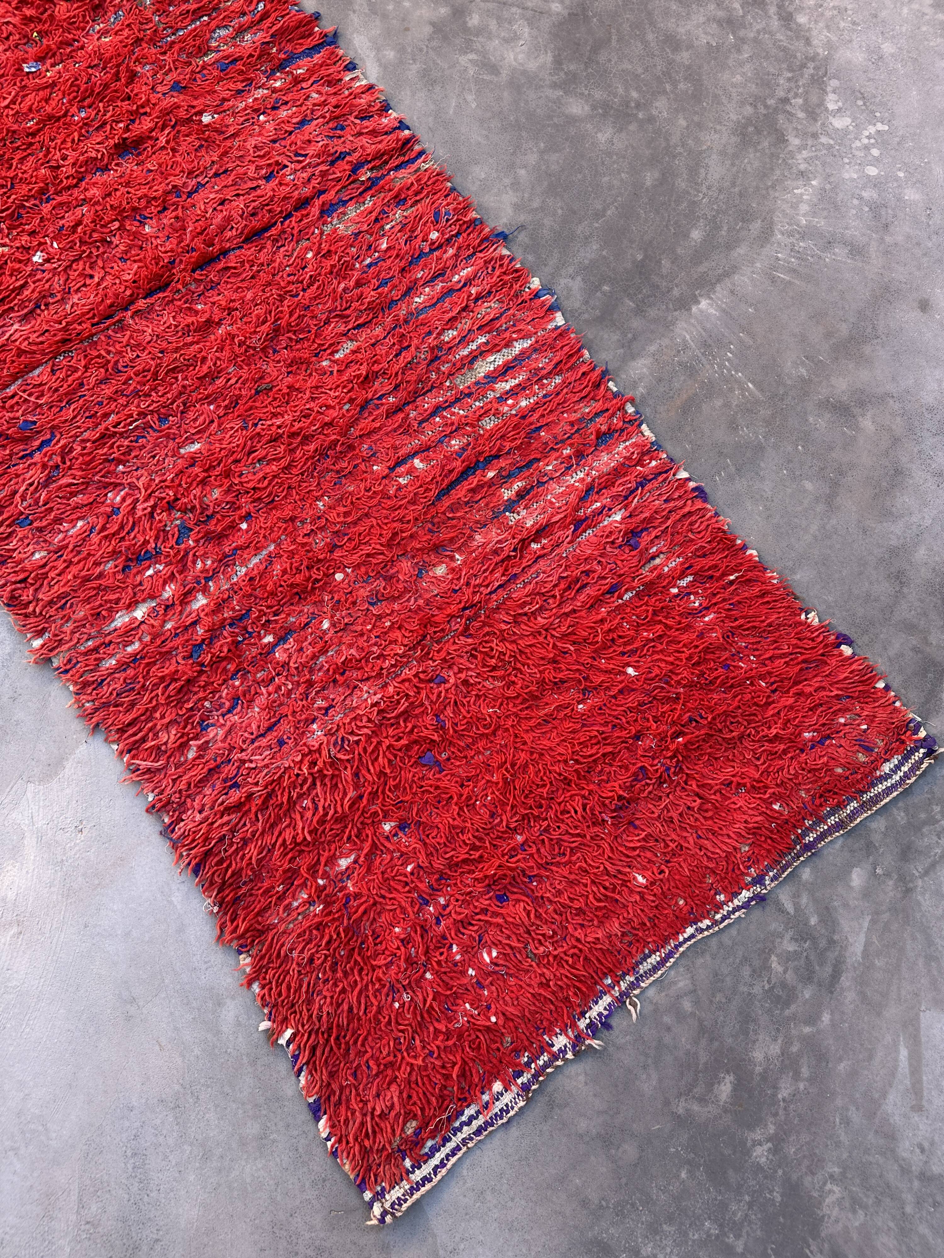 Red Boujad Moroccan rug - 207 x 88 cm