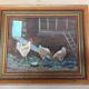Painting, farmyard painting, hens signed