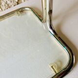 Table d'appoint en verre et laiton avec porte revues, circa 1970