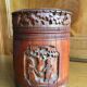 Round carved wooden box
