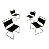 Lot of 4 tubular chairs designed by Mart Stam in vintage black leather from the 1980s.