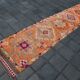 Tapis Couloir Vintage Anatolien Orange Motifs Géométriques, 83x367 Cm
