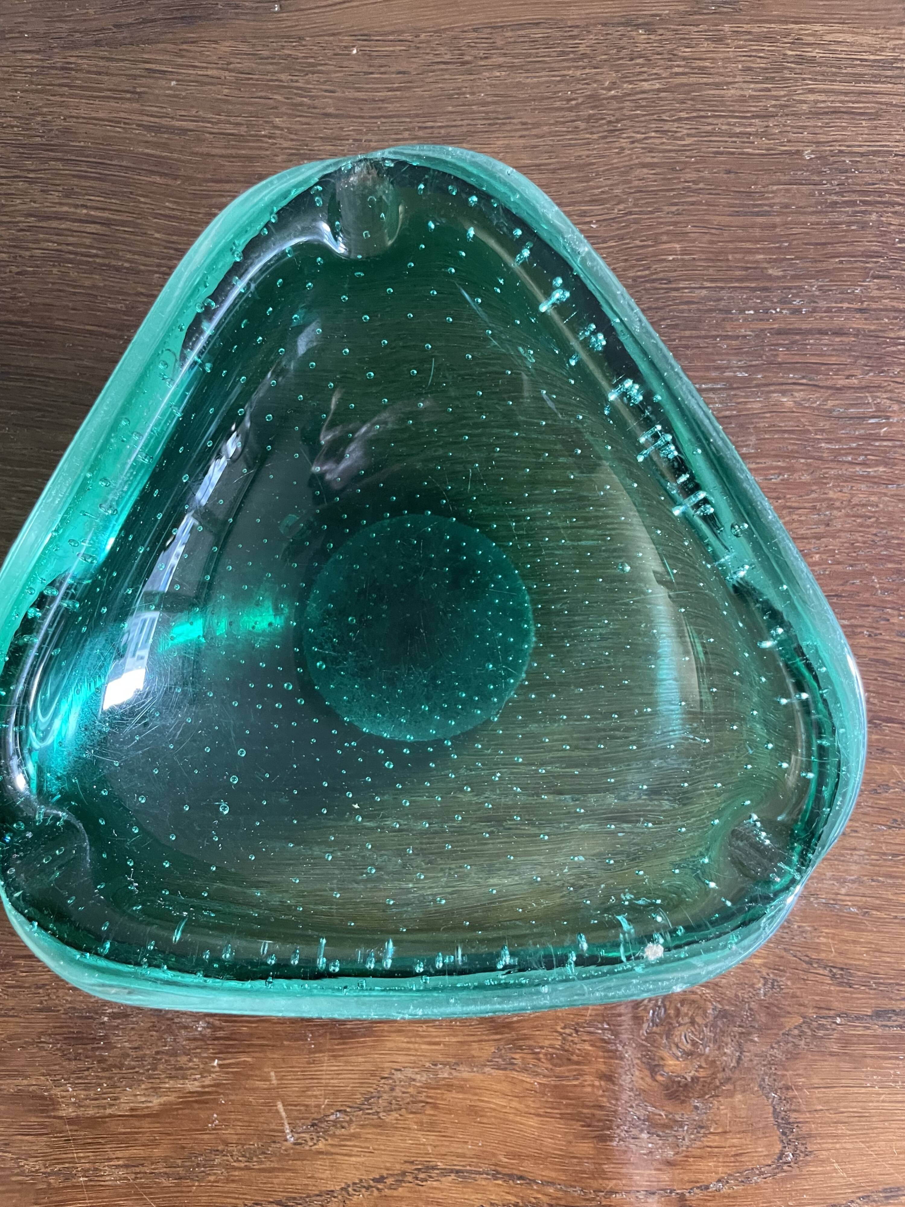 Green Murano ashtray