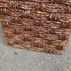 2 Scandinavian poufs in woven brown water hyacinth and leather