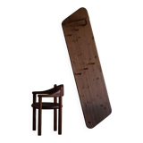 Sculptural wall-mounted coat rack in solid pine, Danish modern, 1980s.