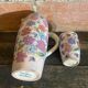 Orangeade Service VALLAURIS Ceramic Flowers Pitcher + 6 Vinta Glasses