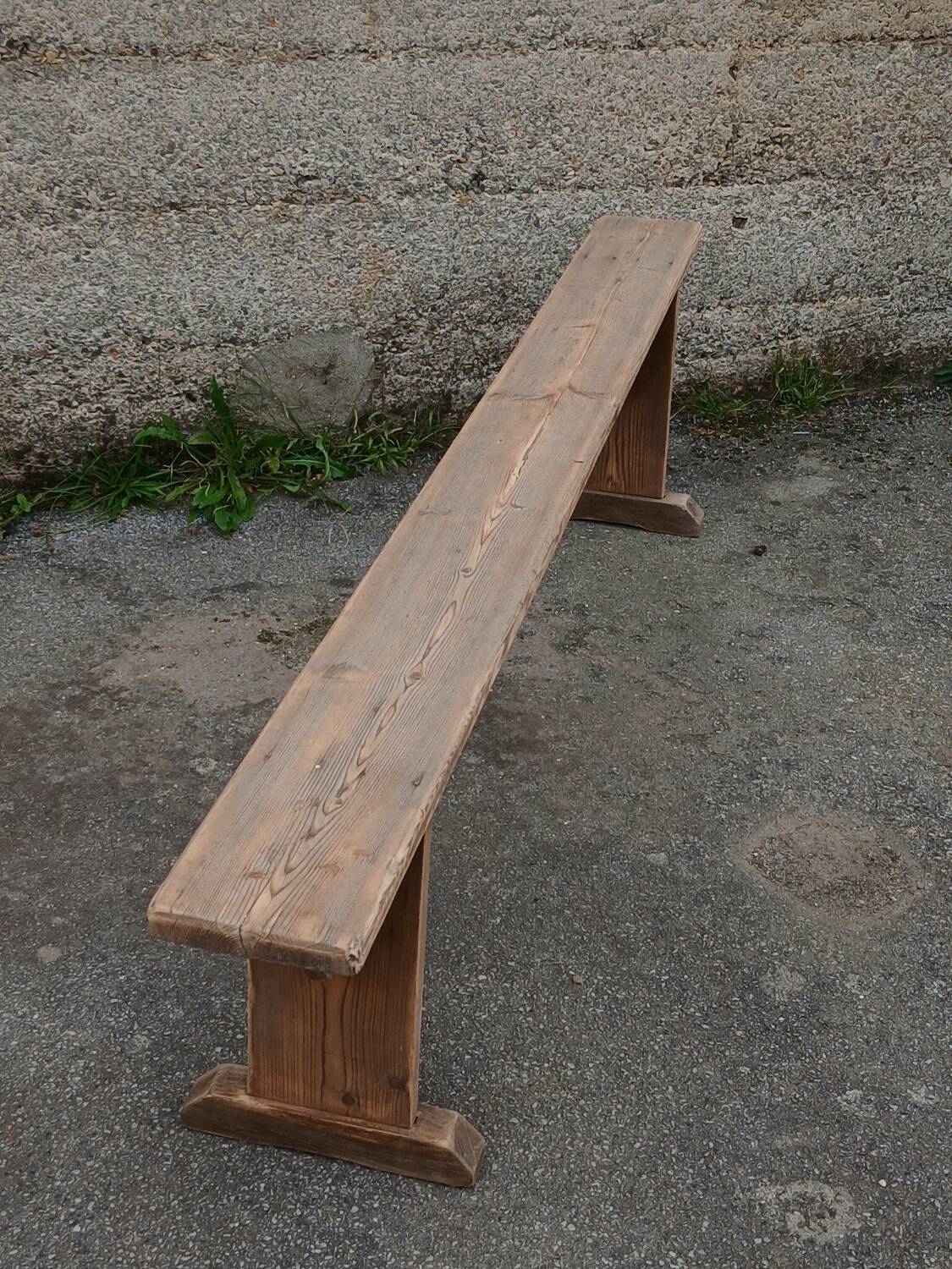 Antique pine farmhouse bench, 200 cm