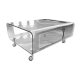 smoked plexi table on wheels