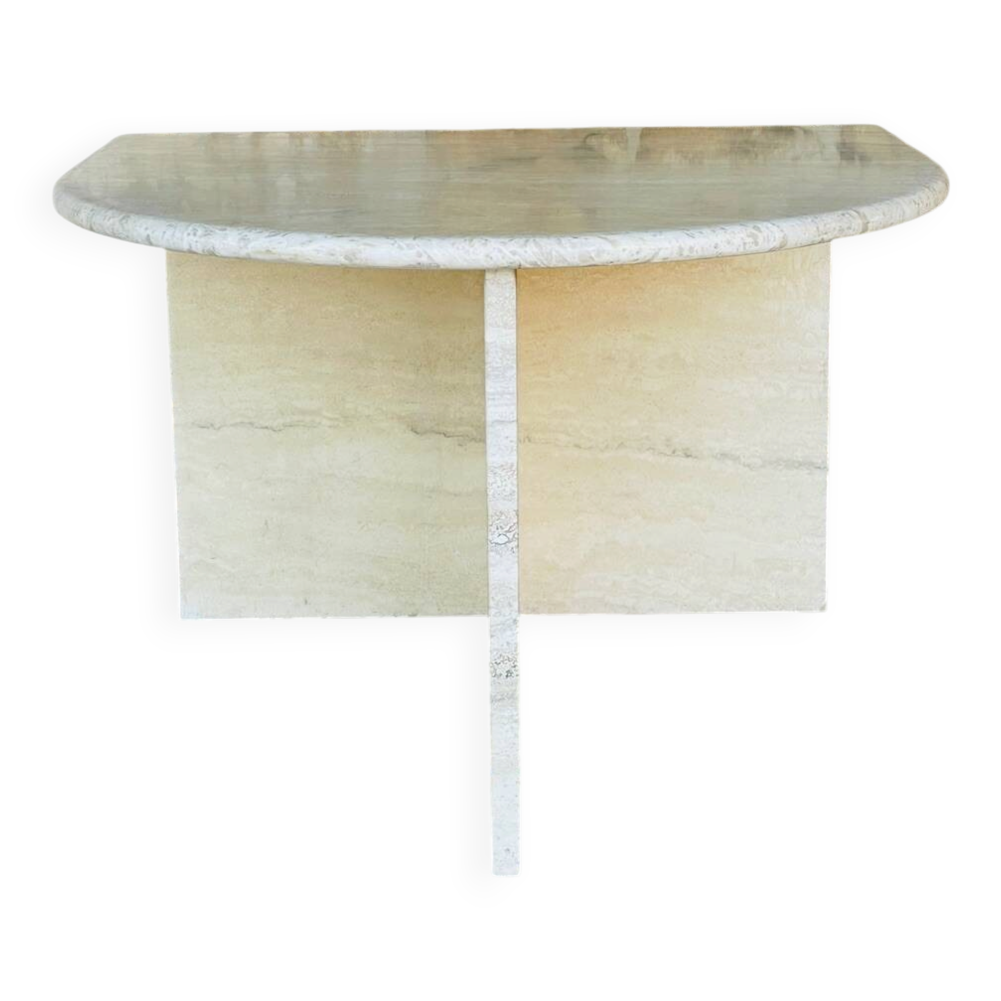 Vintage side table in travertine, circa 1980s.