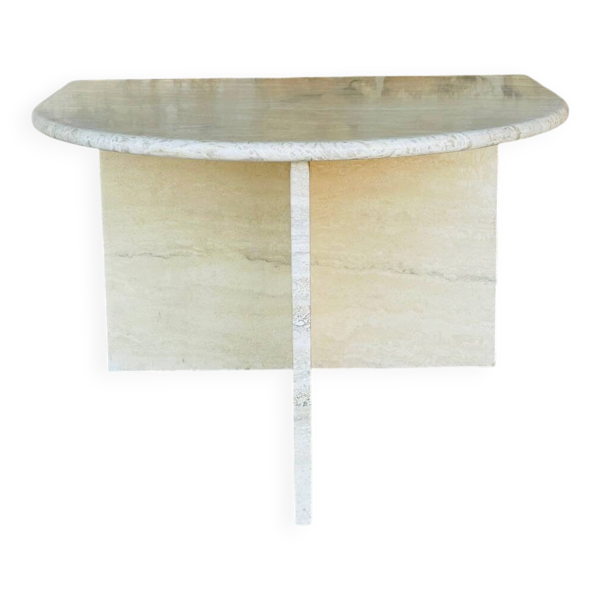 Table d'appoint en travertin,  circa 1980