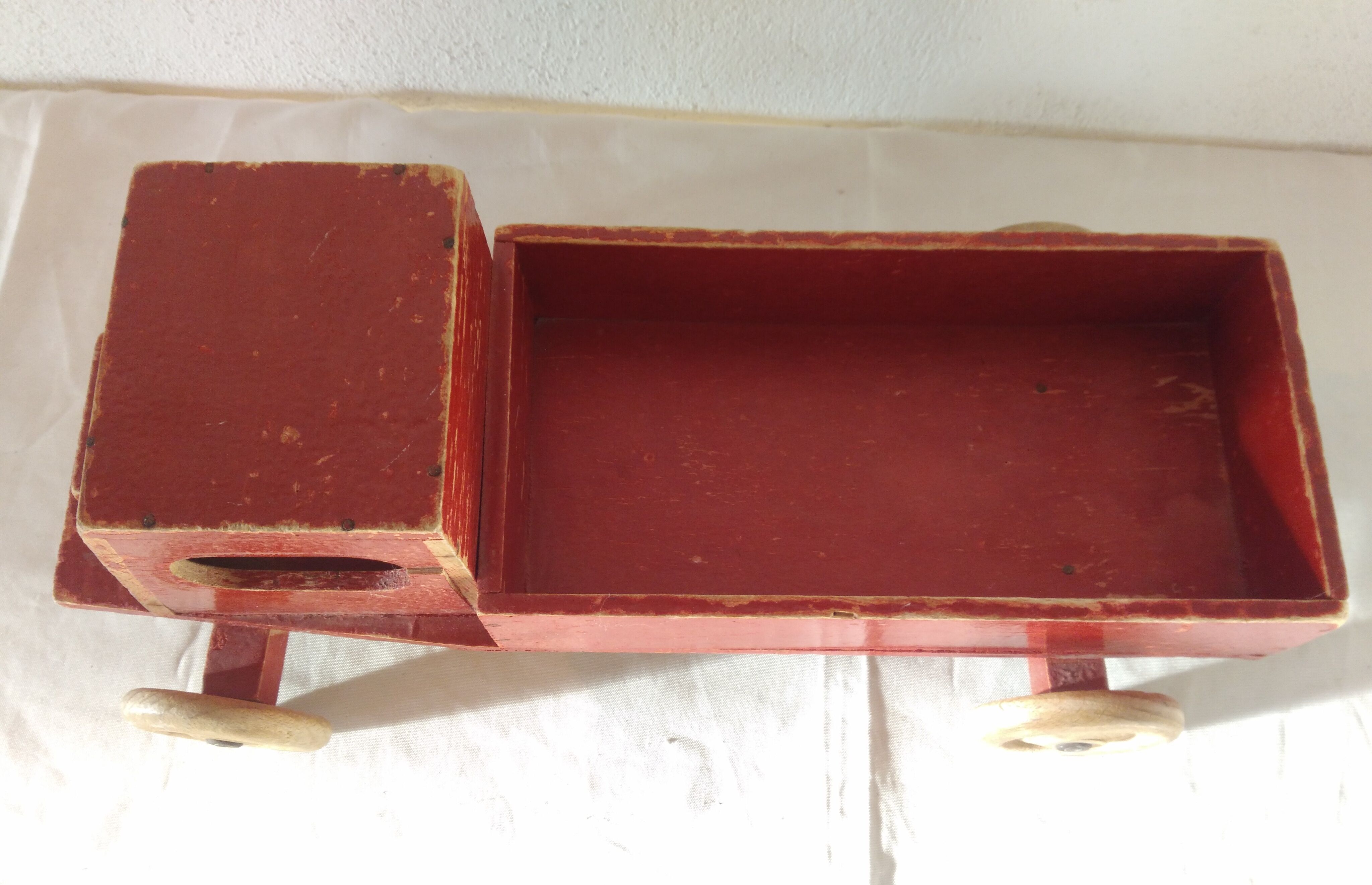 Old wooden toy van car