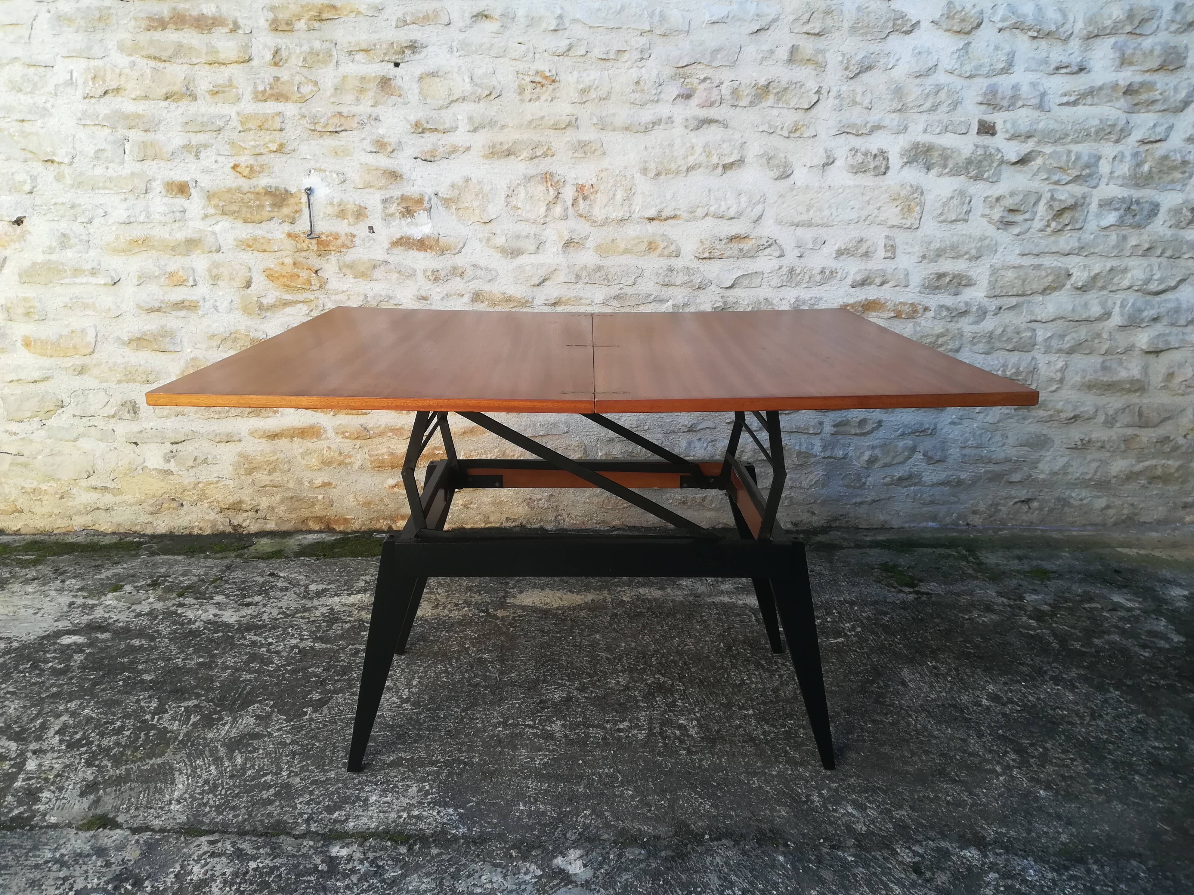 Modular teak coffee table Albert Ducrot