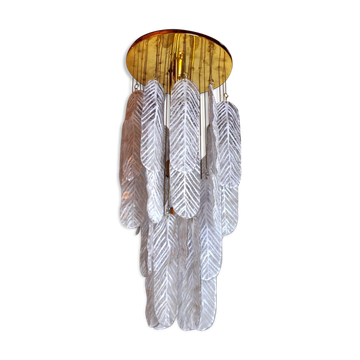Pendant lamp "Leaves" by Mazzega in Murano glass, Italy, 1970