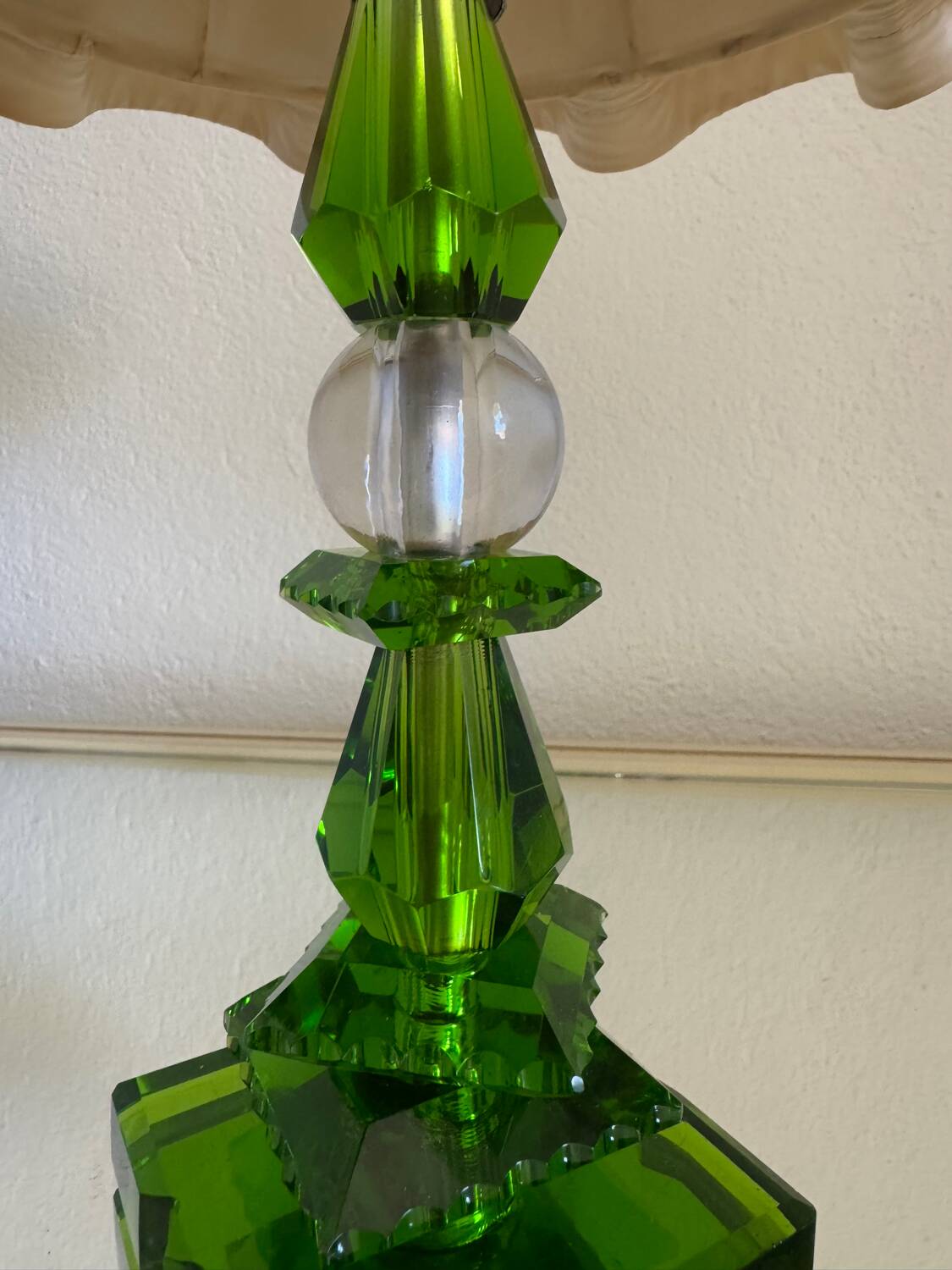 Lampe cristal émeraude Art Déco