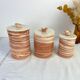 Set of 3 artisanal ceramic boxes signed Oupi Kiri vintage 50s