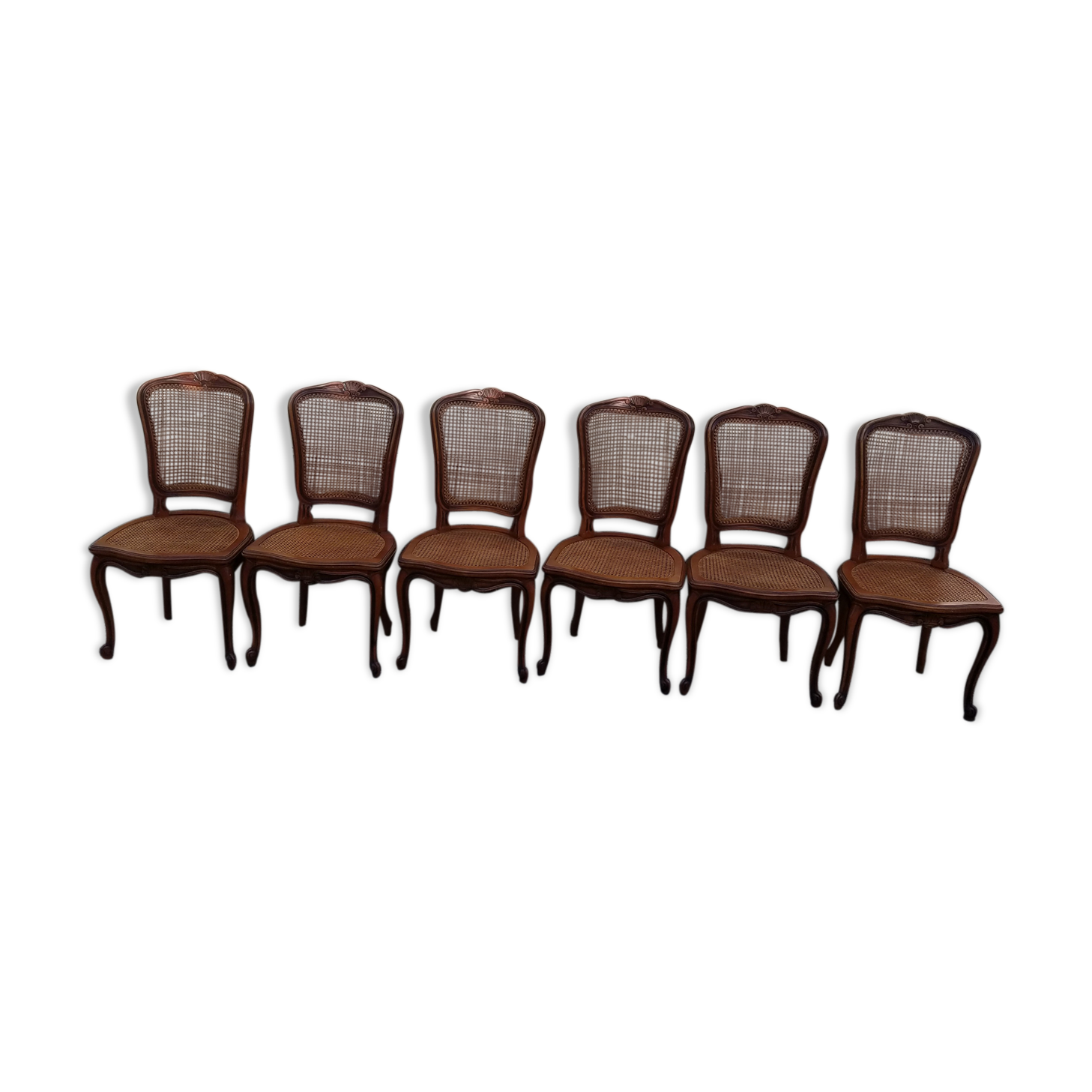 Lot de 6 chaises cannées