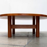Large Danish brutalist coffee table in solid teak, 1960s.
