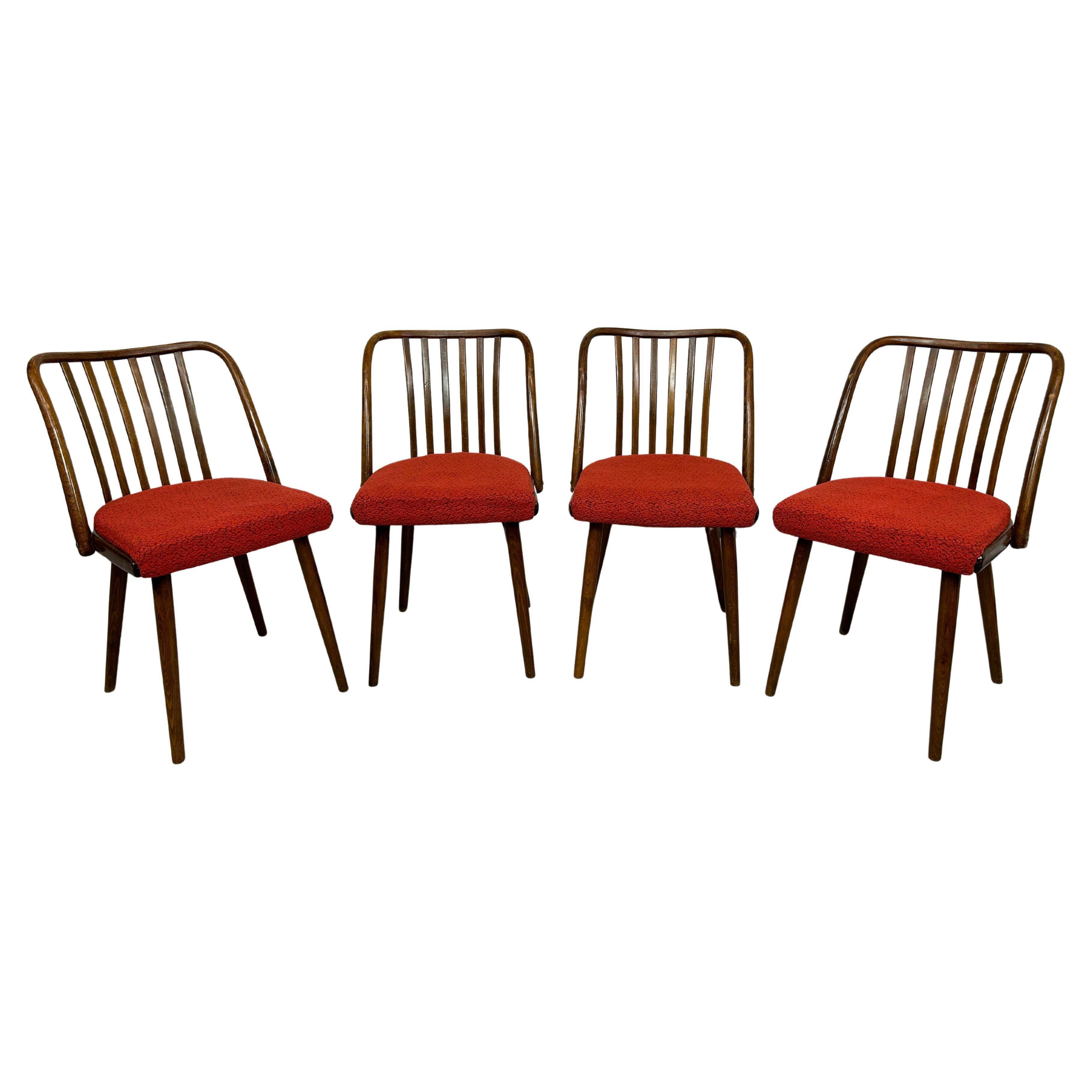 Set of 4 dining chairs by Antonín Šuman for TON