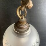 Art Deco double wall light in brass and glass tulips 1930