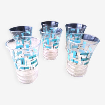 6 vintage screen-printed glasses from the 60s