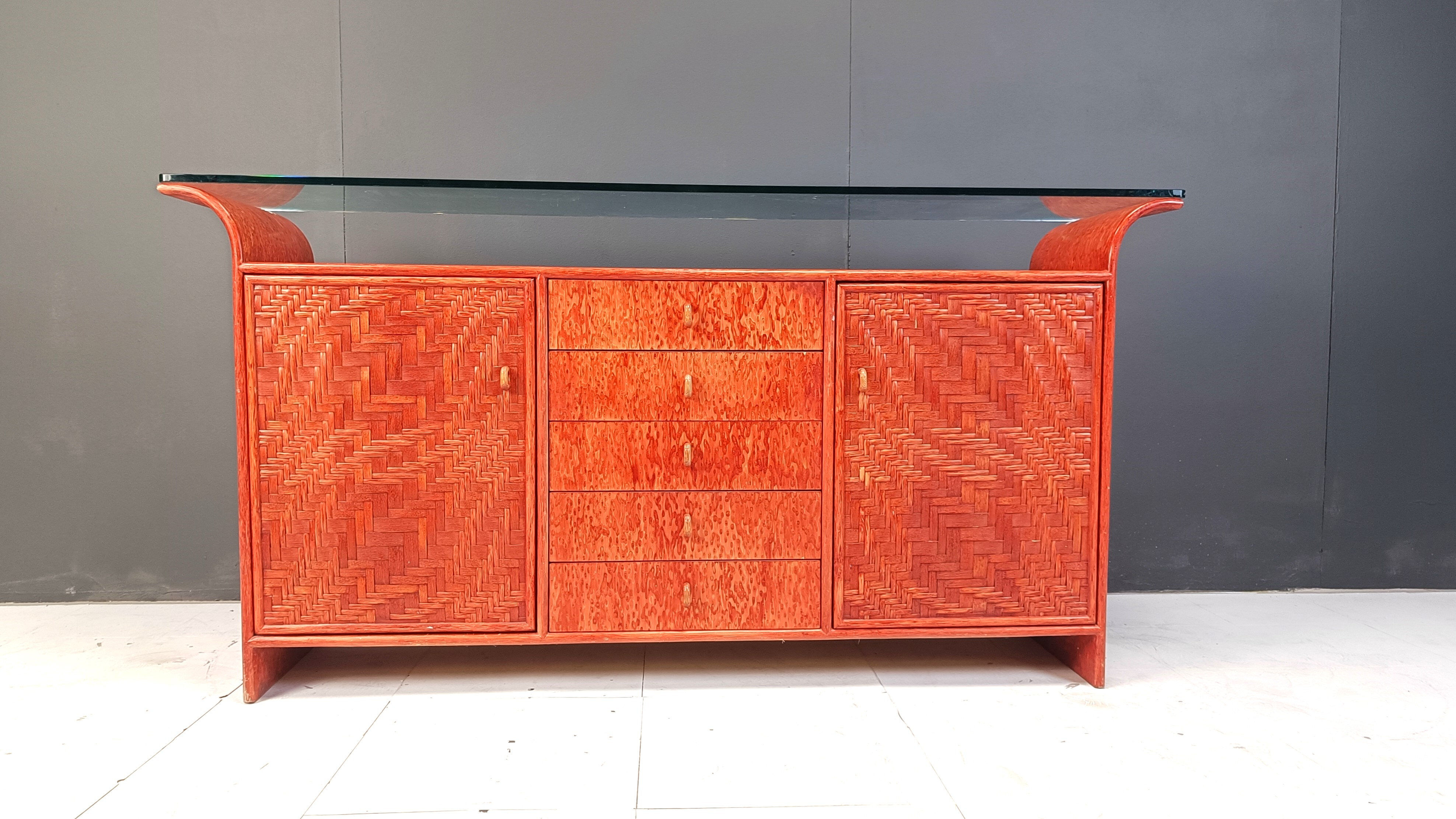 Vintage rattan sideboard, 1970s