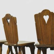 Chaises de salle à manger en chêne vintage brutaliste faites à la main, années 1930