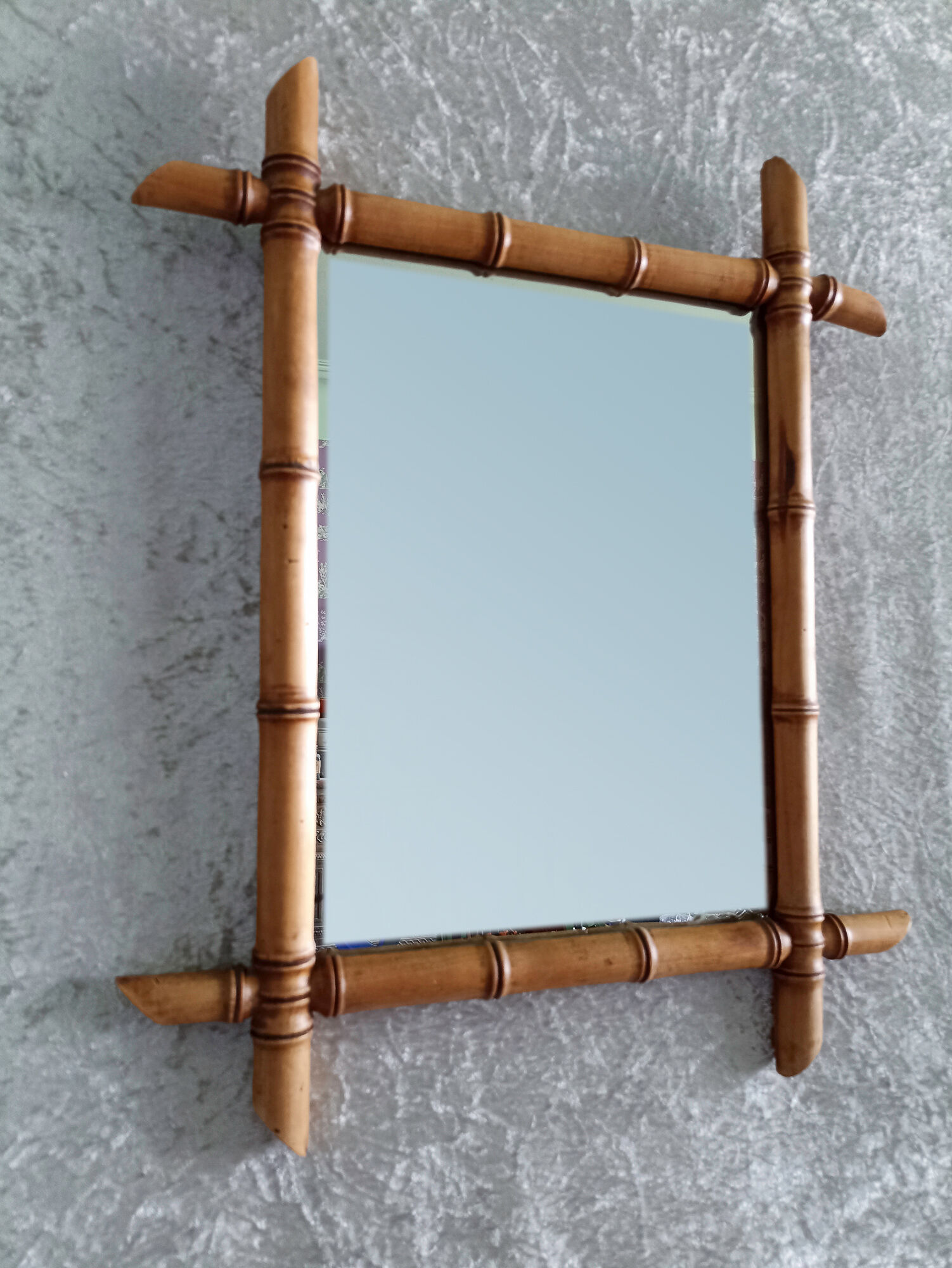 Wooden wall mirror imitation bamboo 43x50cm