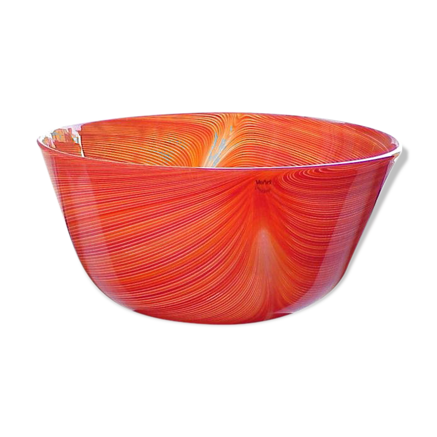 Veart Venice Italy vase "piumato" mezza filigrana design Mario Ticcò years '83