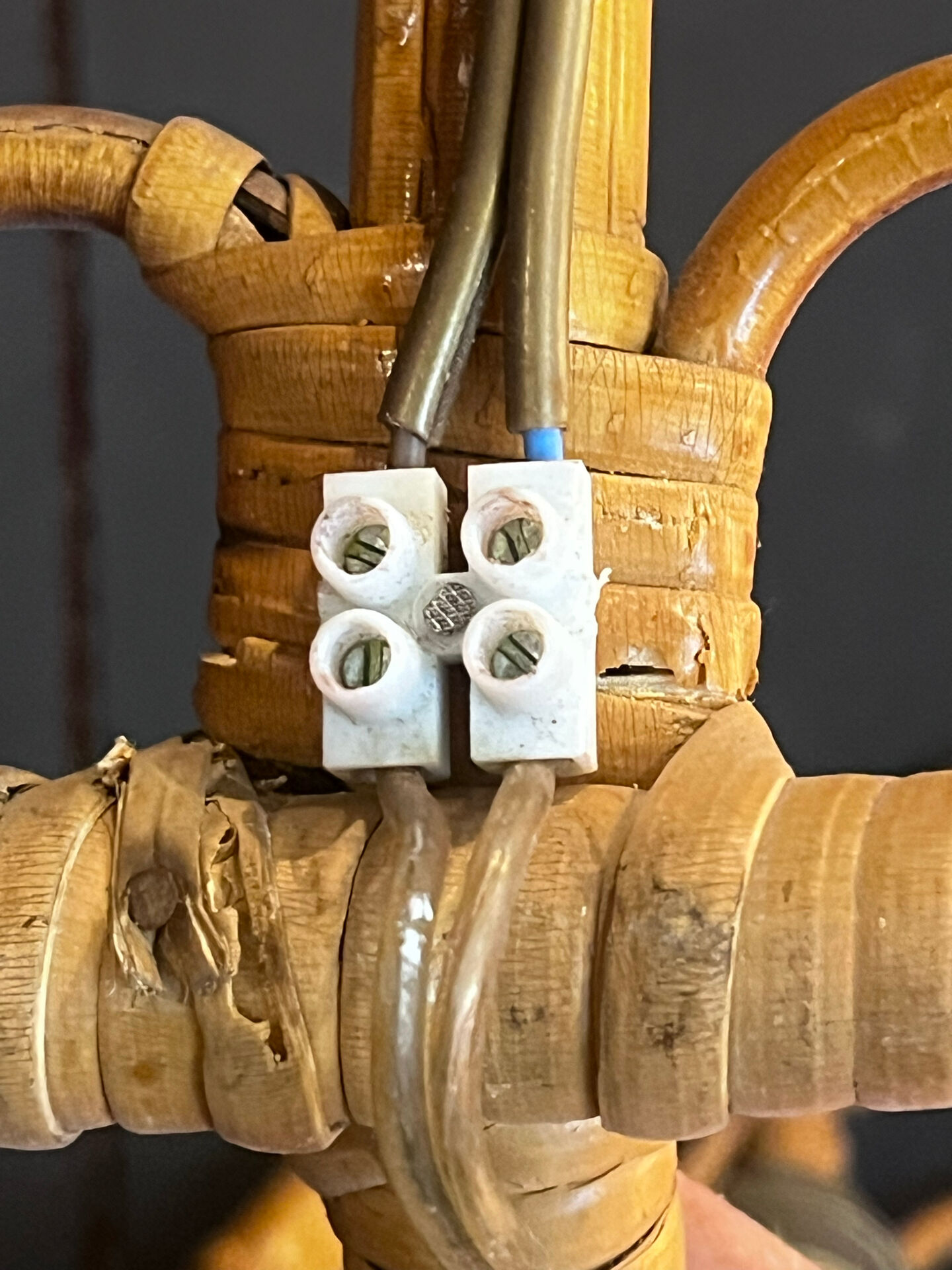 Pair of rattan wall lights