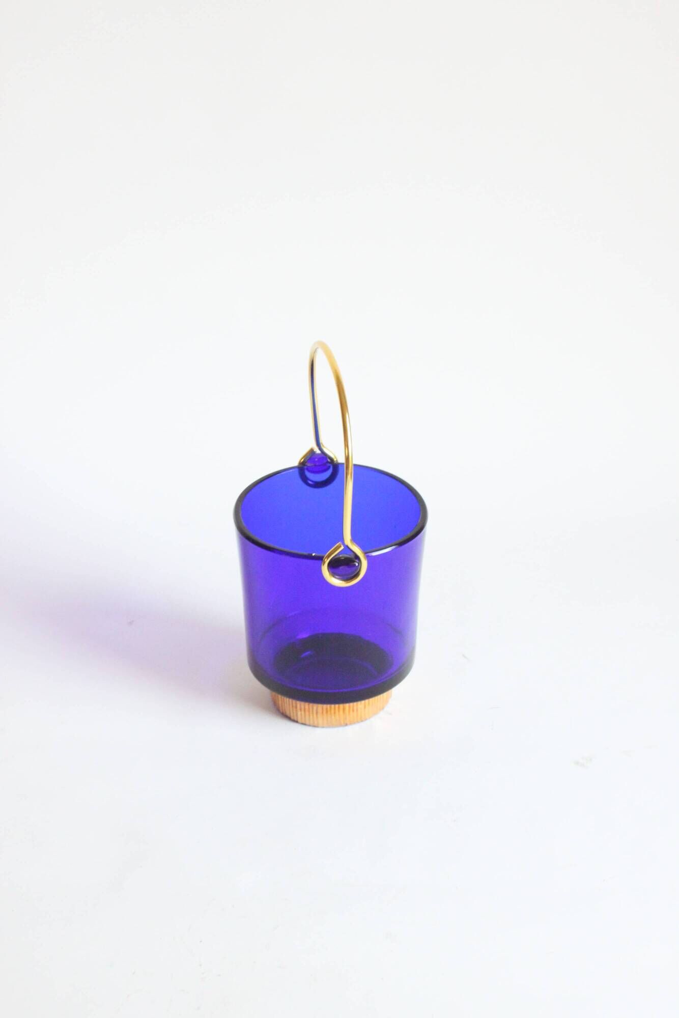 Cobalt blue glass ice bucket, 1960s
