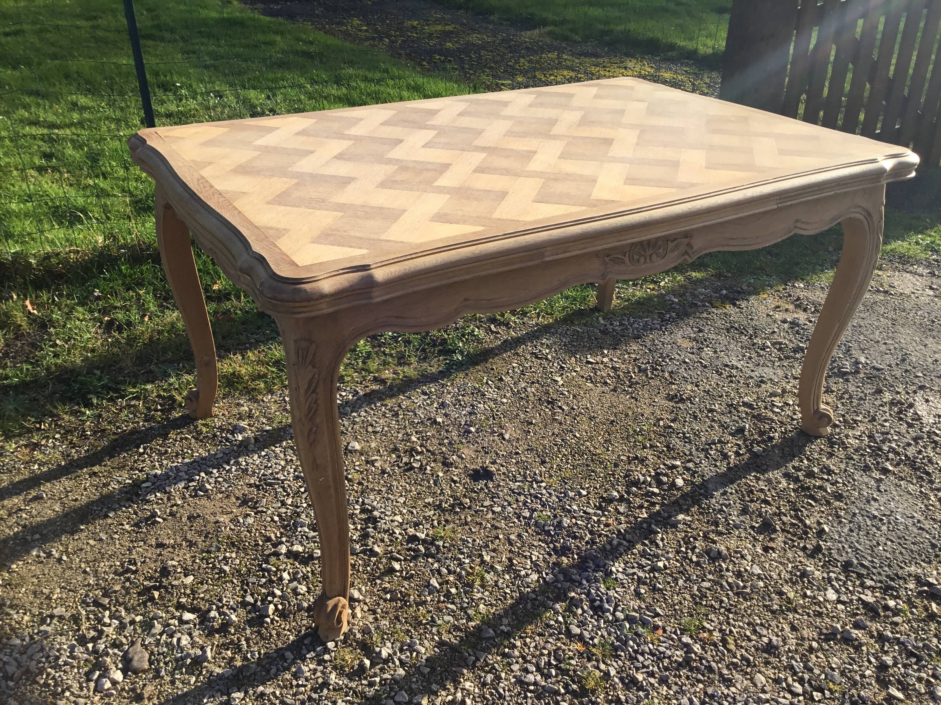 Louis XV style table in stripped and lightened oak
