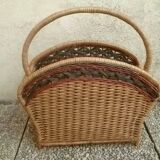 rattan magazine rack, vintage
